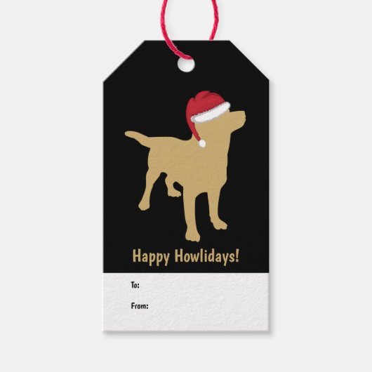 Gele labrador Retriever in Santa Hat Kerstmis Cadeaulabel (Voorkant)