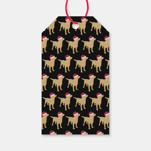 Gele labrador Retriever in Santa Hat Kerstmis Cadeaulabel (Achterkant)