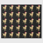Gele labrador Retriever in Santa Hat Kerstmis Cadeaupapier (Vlak)