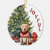 Gele Labrador Retriever in Winter Sweater Keramisch Ornament (Links)