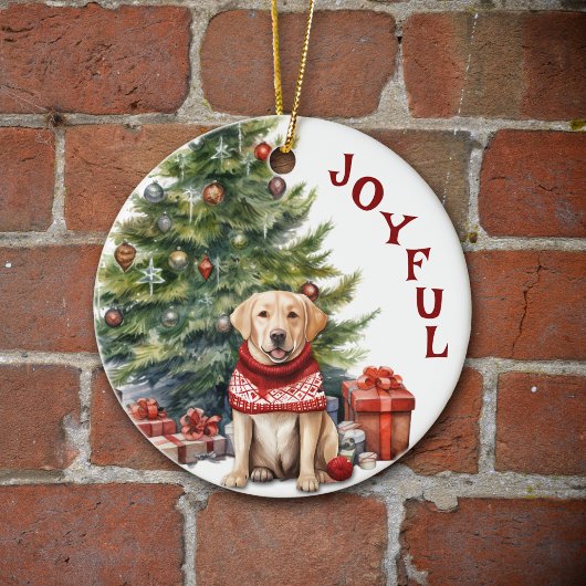 Gele Labrador Retriever in Winter Sweater Keramisch Ornament