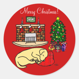 Gele Labrador Retriever Kerst stickers