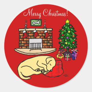 Gele Labrador Retriever Kerst stickers