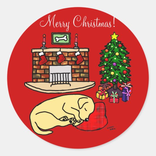 Gele Labrador Retriever Kerst stickers (Voorkant)