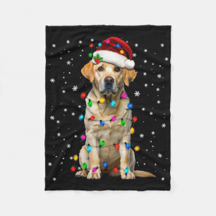 Gele Labrador Retriever Kerstboom Licht Pyjama Fleece Deken