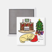 Gele Labrador Retriever Kerstmagneten Magneet (Voorkant / Achterkant)