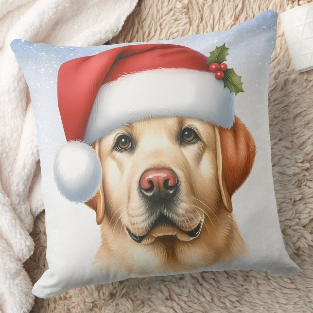 Gele Labrador Retriever Kerstman Hond Kussen (Creator heeft geüpload)