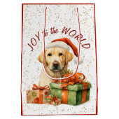 Gele Labrador Retriever Kerstman Medium Cadeauzakje (Achterkant)