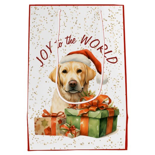 Gele Labrador Retriever Kerstman Medium Cadeauzakje (Achterkant)