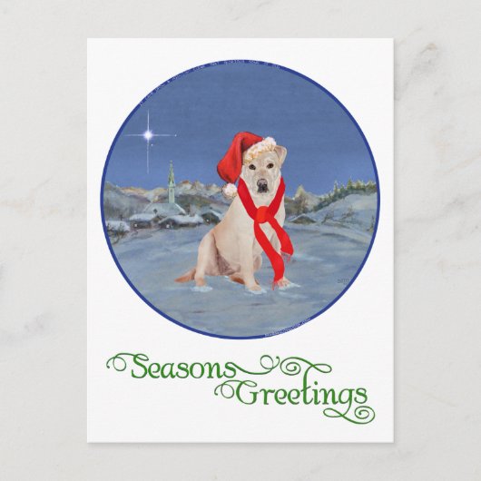 Gele Labrador Retriever Kerstmis Feestdagenkaart (Voorkant)