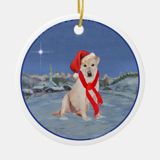 Gele Labrador Retriever Kerstmis Keramisch Ornament (Voorkant)