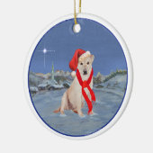 Gele Labrador Retriever Kerstmis Keramisch Ornament (Links)