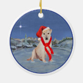 Gele Labrador Retriever Kerstmis Keramisch Ornament (Achterkant)
