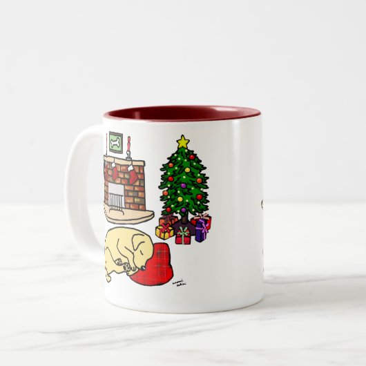 Gele Labrador Retriever kerstMokken Tweekleurige Koffiemok (Voorkant links)