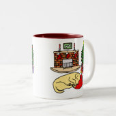 Gele Labrador Retriever kerstMokken Tweekleurige Koffiemok (Voorkant rechts)