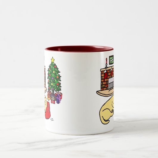 Gele Labrador Retriever kerstMokken Tweekleurige Koffiemok (Center)