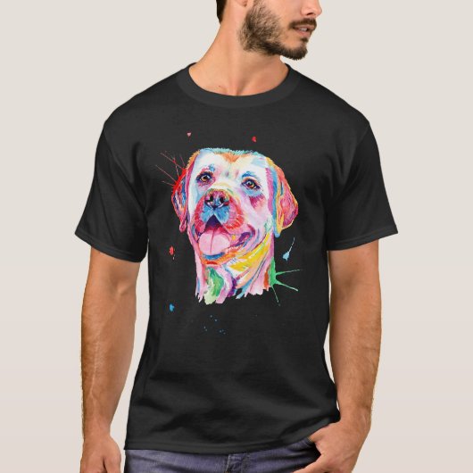 Gele Labrador Retriever Kleurrijk Portret T-shirt (Voorkant)