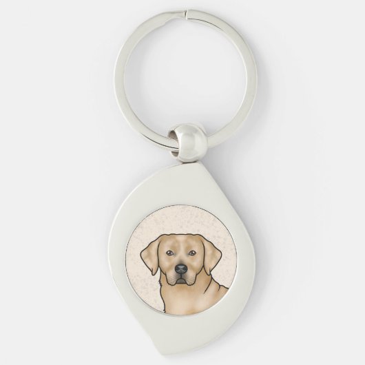 Gele Labrador Retriever Kunst Cute Lab Hond Hoofd Sleutelhanger (Voorkant)