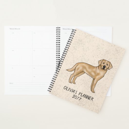 Gele Labrador Retriever Lab hond en aangepaste tek Planner (Display)