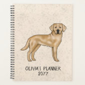 Gele Labrador Retriever Lab hond en aangepaste tek Planner (Voorkant)