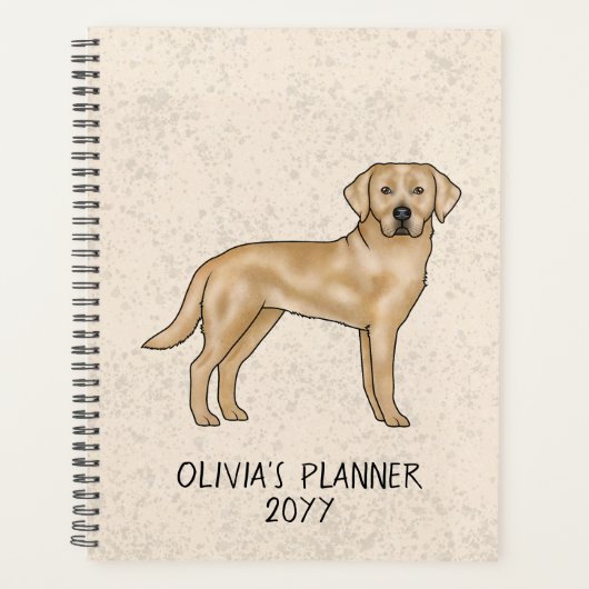 Gele Labrador Retriever Lab hond en aangepaste tek Planner (Voorkant)
