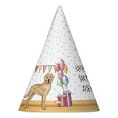 Gele Labrador Retriever Lab Hond Gefeliciteerd Feesthoedjes (Links)
