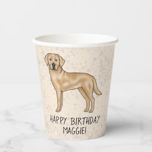 Gele Labrador Retriever Lab Hond Gelukkige Verjaar Papieren Bekers (Voorkant)