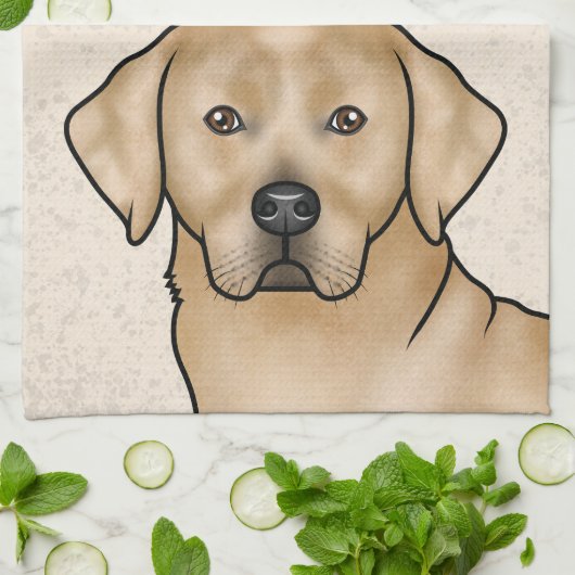 Gele Labrador Retriever Lab Hond Hoofd Beige Theedoek (Gevouwen)