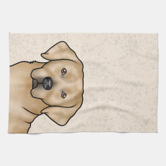 Gele Labrador Retriever Lab Hond Hoofd Beige Theedoek (Horizontaal)