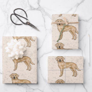 Gele Labrador Retriever Lab Hond Patroon Beige Inpakpapier Vel