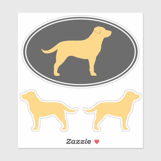 Gele Labrador Retriever Lab Silhouetten Stickers (Vel)