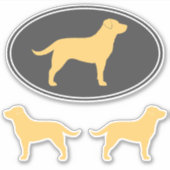 Gele Labrador Retriever Lab Silhouetten Stickers (Voorkant)