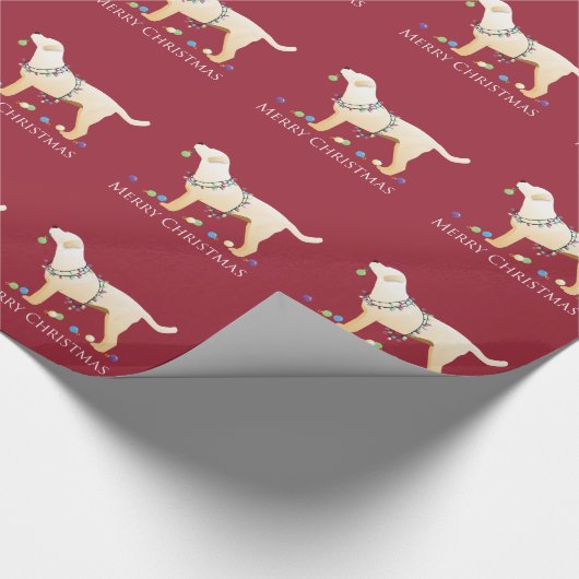 Gele labrador Retriever Merry-kerstdesign Cadeaupapier (Hoek)