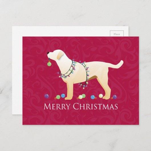 Gele labrador Retriever Merry-kerstdesign Feestdagenkaart (Voorkant / Achterkant)