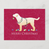 Gele labrador Retriever Merry-kerstdesign Feestdagenkaart (Voorkant)