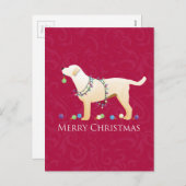 Gele labrador Retriever Merry-kerstdesign Feestdagenkaart (Voorkant / Achterkant)