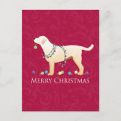 Gele labrador Retriever Merry-kerstdesign Feestdagenkaart (Voorkant)