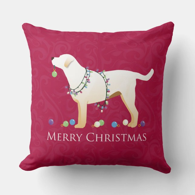 Gele labrador Retriever Merry-kerstdesign Kussen (Voorkant)