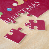 Gele labrador Retriever Merry-kerstdesign Legpuzzel (Zijkant)