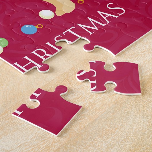 Gele labrador Retriever Merry-kerstdesign Legpuzzel (Zijkant)