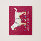 Gele labrador Retriever Merry-kerstdesign Legpuzzel (Verticaal)