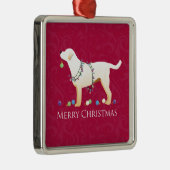 Gele labrador Retriever Merry-kerstdesign Metalen Ornament (Rechts)