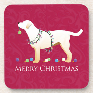 Gele labrador Retriever Merry-kerstdesign Onderzetter