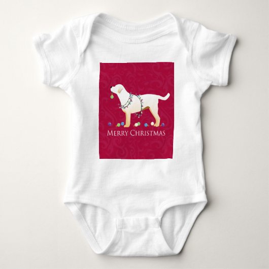 Gele labrador Retriever Merry-kerstdesign Romper (Voorkant)