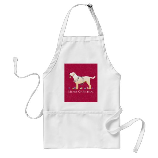 Gele labrador Retriever Merry-kerstdesign Standaard Schort (Voorkant)