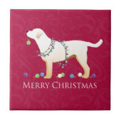 Gele labrador Retriever Merry-kerstdesign Tegeltje (Voorkant)