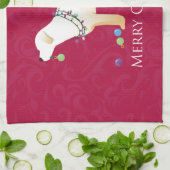 Gele labrador Retriever Merry-kerstdesign Theedoek (Gevouwen)