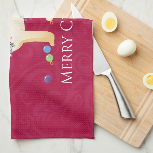 Gele labrador Retriever Merry-kerstdesign Theedoek (Quarter Fold)