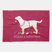 Gele labrador Retriever Merry-kerstdesign Theedoek (Horizontaal)