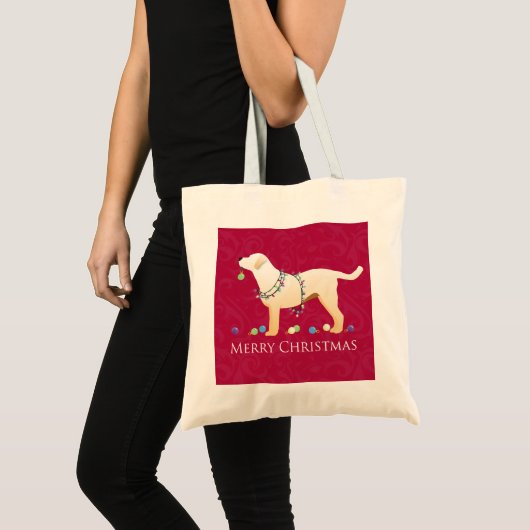 Gele labrador Retriever Merry-kerstdesign Tote Bag (Voorkant (product))